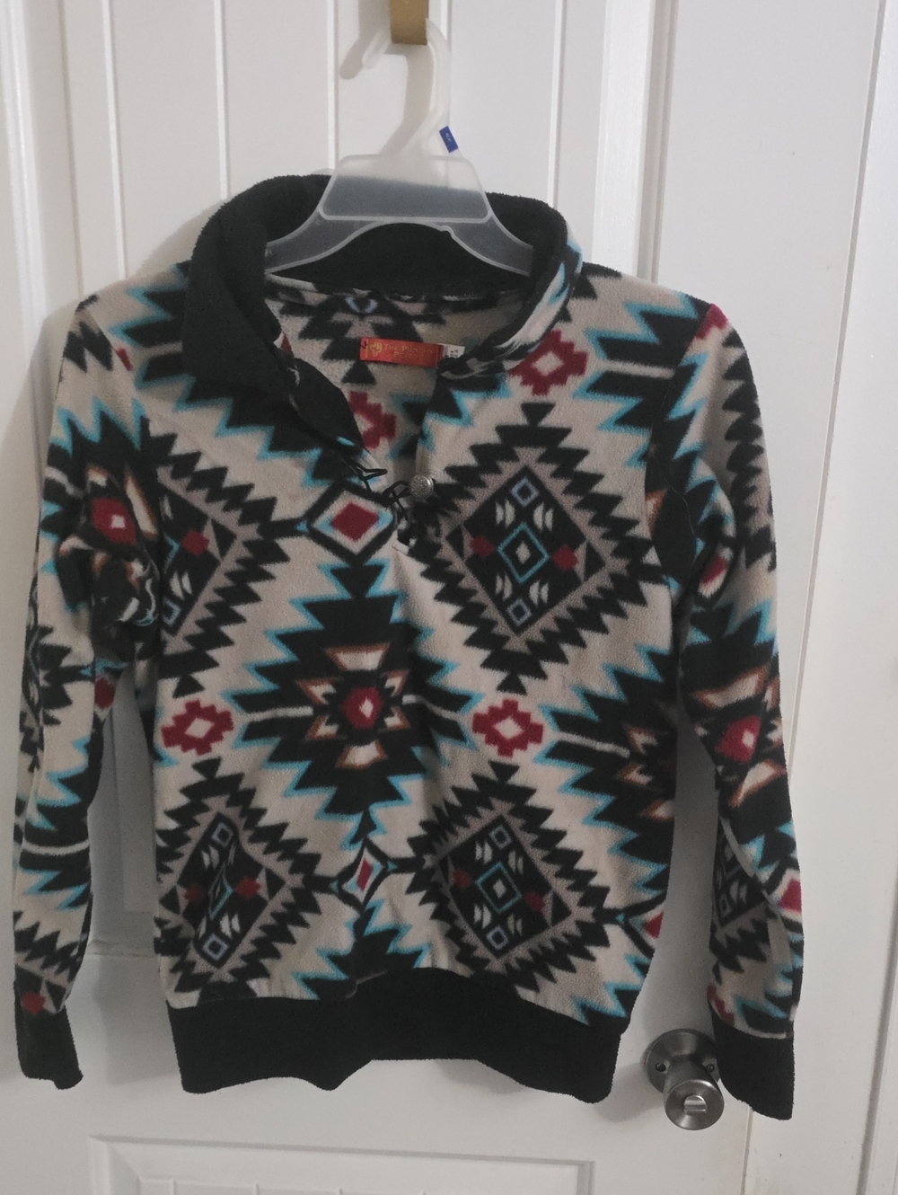 Women's Fleece Pullover Sweater - Cream & Black